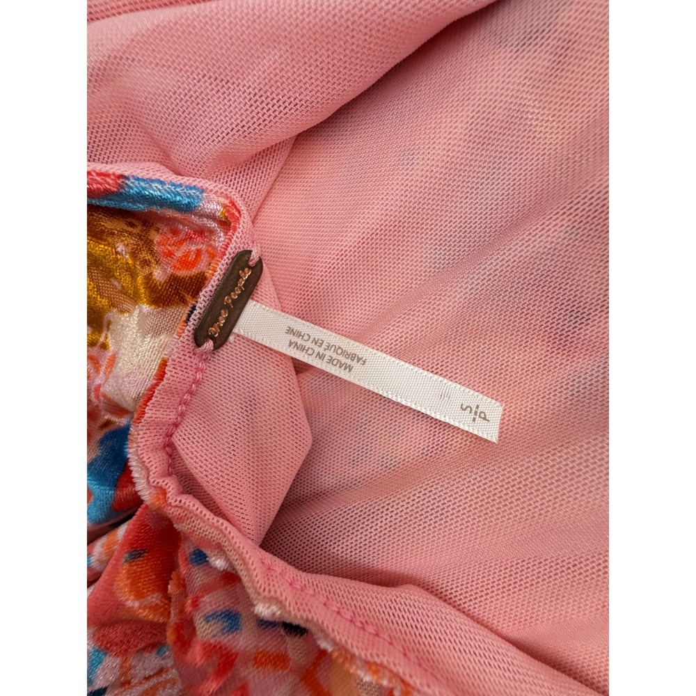Free People Della Velvet Mini Dress Pink Floral Open Back Tea Party S NWOT New - Picture 3 of 8